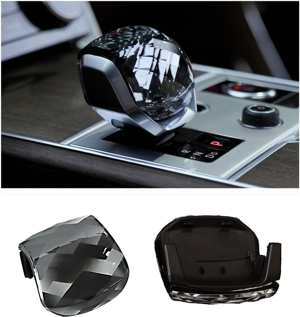 Egreat Crystal Gear Shift Knob Cover Trim Compatible with Land Rover Range Rover Sport/Vogue 2023-2025VELAR/Discovery 5 2021-2025 Interior Accessories (Black)