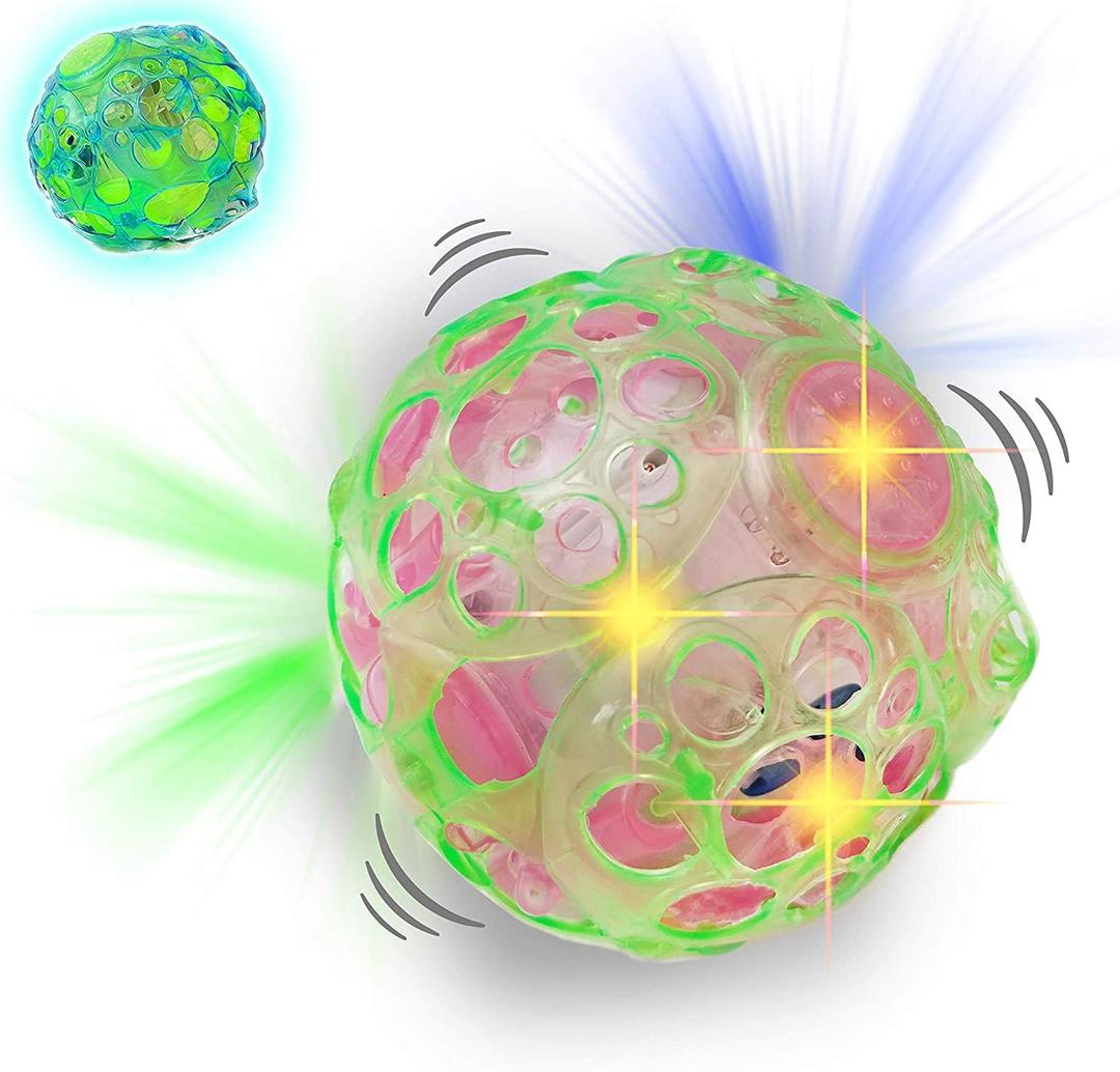 Haktoys Light Up Bouncing Ball, 4 Vibrating Crazy Fun Toy with Flashing Bright Lights, Music and Sound (Batteries Not Included)