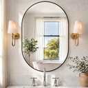 Bathroom Vanity Mirror for Over Sink, 20"x30" Black Oval Large Wall Mirror