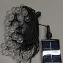 Joomer 4th of July Red White Blue Solar String Lights,39FT 60LED Waterproof with 8 Lighting Modes Patio Lights for Independence Day Garden Yard Gazebo Party