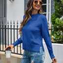 Totatuit Women Cute Cropped Sweater Mock Neck Long Sleeve Lightweight Knit Loose Pullover Sweaters 2025 Fall Trendy Outfits (Blue, M)