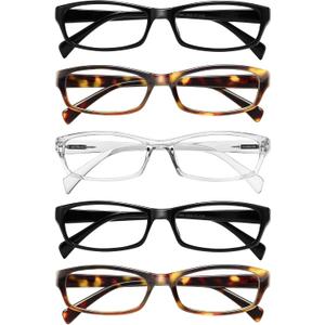 Gaoye +3.25 Reading Glasses for Women, 5 pack Fashion Readers for Women Spring Hinge Eye Glasses, Blue Light Reading Glasses