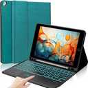 iPad 9th Generation Case with Keyboard 10.2 inch, Detachable Bluetooth Keyboard with Smart Touchpad, 7 Color Backlit, Slim Folio Cover with Pencil Holder for iPad 8th/7th Gen/iPad Air 3rd Gen - Green