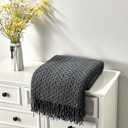 CREVENT Farmhouse Boho Knitted Throw Blanket for Couch Sofa Chair Bed Home Decoration, Soft Warm Cozy Light Weight for Spring Summer Fall (50''X60'' Dark Grey)