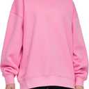Womens' Fleece Crewneck Loose fit Soft Oversized Pullover Sweatshirt (Medium, Pink)