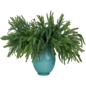 18Inches 10pack Christmas Norfolk Pine Branch Real Touch Artificial Norfolk Branches,Fake Stems Greenery Pine Picks for Indoor Home Holiday Decor Vase DIY Wreath Outdoor Porch Decoration