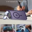 [Upgraded Full Camera Protection] for iPhone Air Case with Camera Cover Stand [Fit for MagSafe][10FT Mil-Grade Protection] Translucent Magnetic Phone Cover for iPhone 17 Air Case, Purple