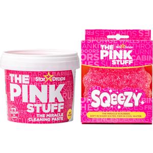 Stardrops - The Pink Stuff Miracle Cleaning Paste & SQeeZY Scrubber Sponge Bundle  All-Purpose, Non-Scratch Cleaner for Kitchens, Bathrooms, Walls, Floors, Pots, Grout, and More (0.5 Ounce (Pack of 2))