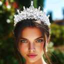 Kilshye Pearl Tiara Silver Wedding Crown Bridal Prom Hair Accessories for Women