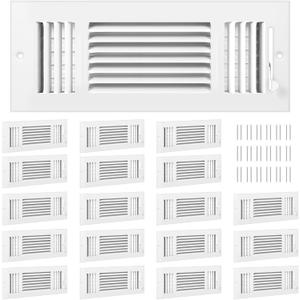 Zonon 18 Pcs Air Ceiling Vent Covers 3 Way Sidewall Wall Ceiling Register Air Conditioner Vent Cover Solid Steel HVAC for Home, Bathroom, Office, Toilet (12 x 4 Inch,White)