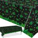 PHOGARY Tropical Weed Tablecloth Leaves Tablecloth Disposable Plastic Table Covers for Hawaiian Weed Jungle Safari Animal Themed Birthday Party Decorations, 220 x 130cm (2)