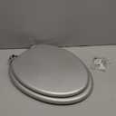 Angol Shiold Glitter Toilet Seat Molded Wood Elongated Toilet Seat with Quietly Close and Quick Release Hinges, Easy to Clean also Easy to Install (Elongated 18.5'', Silver)