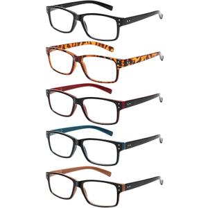 NORPERWIS Reading Glasses 5 Pairs Quality Readers Spring Hinge Glasses for Reading for Men and Women (5 Pack Mix Color -2, 0.50)