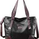 Handbags and Purses for Women Vegan Leather Tote Bag with Zipper Compartments Womens Shoulder Crossbody Satchel Bags (B-matte Black)