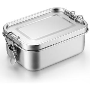 Umigy 1 Pcs Stainless Steel Food Containers 1400ml Metal Bento Lunch Box Stainless Steel Food Storage Containers, Lockable Clips to Leak Proof, Reusable Dishwasher Snack Boxes for Work