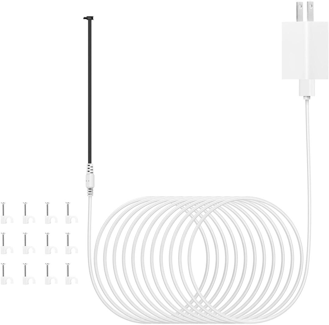 24ft/7.5m Outdoor Power Cable & Adapter - Weatherproof, Continuous Charging for myQ Smart Garage Door Video Keypad (7.5M)