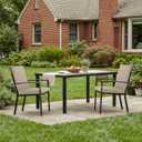 Outdoor Chair Cushions, Water-Resistant & Fade-Resistant, Patio Furniture Lawn Dining Chair Seat Replacement with Mid Back, Ties Zipper, Removable Cover, 18 x 16.5 Inch, Set of 4, Natural