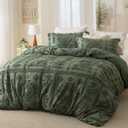 Bedsure Boho Duvet Cover Queen Size, Soft & Comfortable Elegant Design Boho Bedding for Decoration, Machine Washable Comforter Cover for All Seasons,Includes 1 Duvet Cover & 2 Pillow Shams,Olive Green