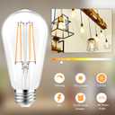 PARTPHONER LED Light Bulbs Dimmable Vintage Edison Bulb, E26 LED Bulb 60W Equivalent 720 Lumens, Warm White 2700K, ST58 Antique LED Filament Bulb CRI 85+, Clear Glass, Pack of 4