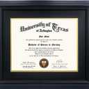 11x14 Diploma Degree Frame with Mat or Display 15x18 Certificates without Mat,Solid Wood,Black Finish with Intricate Black Rope Detail,UV Protection Acrylic, 15x18 for 11x14 with Mat