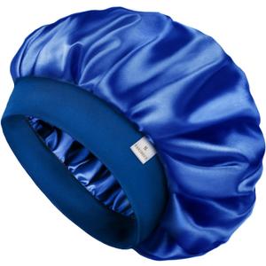 YANIBEST Silk Bonnet for Men Women Hair Bonnet for Sleeping Double Layer Satin Bonnet for Natural Curly Hair Unisex Sleep Cap (Blue)