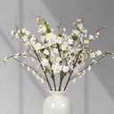 Giegxin 42 Inch Spring Faux Cream Cherry Blossom Branches 3 Pcs Artificial White Cherry Blossom Stems Fake Spring Blooming Long Stem Bush for Vase Floral Arrangement Wedding Party Home Decoration 42 Inch, Cream Blossom Branches, Cream