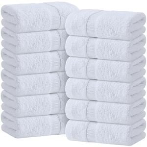 Wealuxe White Hand Towels for Bathroom [12 Pack] Cotton Hand Towel Bulk for Gym, Kitchen and Spa, 16x27 Inches Soft Highly Absorbent Quick Dry Terry Salon Towels