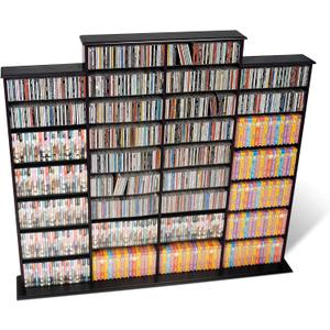 Prepac 4 Column Tall Cabinet Media, Quad Width Wall Storage, Black (73.5" Wide)