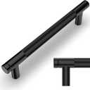 Amerdeco 10 Pack Matte Black Knurled Cabinet Pulls 5 Inch Center to Center Kitchen Cabinet Handles for Drawer Dresser, Cupboard and Wardrobe ZH0031 (5"/128MM Hole Center)