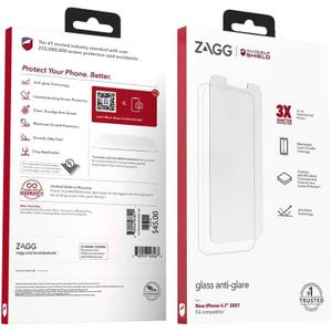 ZAGG InvisibleShield Anti-Glare Glass Screen Protector for iPhone 14/13 Pro/13  3X Impact and Scratch Protection, Strongest Tempered Glass, Smudge-Free, Smooth Silky Feel - Clear