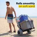 Sekey Beach Wagon with 12" Big Wheels for Sand, Heavy Duty Collapsible Beach Cart with Balloon Tires, Foldable Utility Sand Wagon for Outdoor Camping, Fishing & Groceries.Black