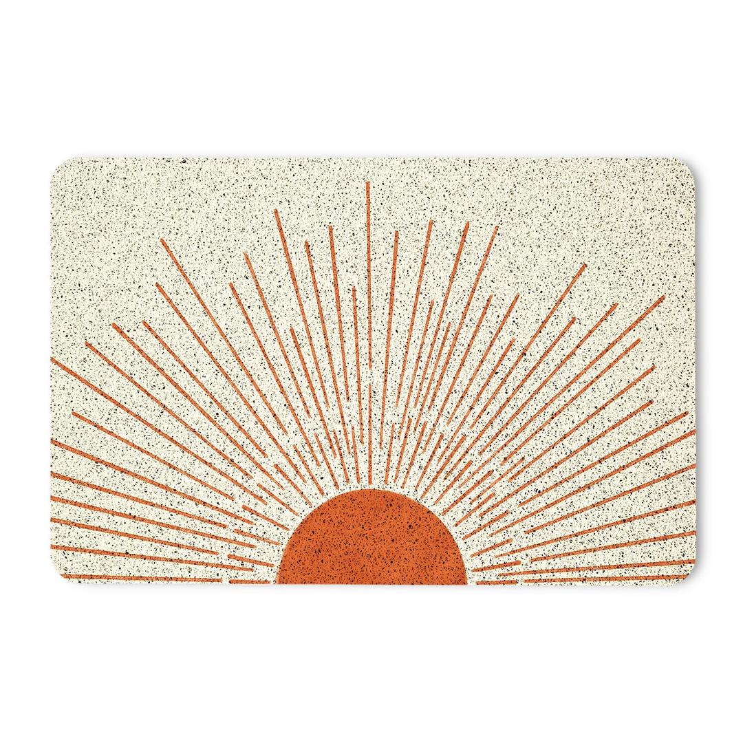 YeiHe Boho Door Mat - Mid Century Modern Terracotta Sun Front Entrance Mats, 17x30 Inches