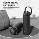POWCAN 24 oz Insulated Water Bottle for Sports: Push-Button Spout & Quick-Flip Straw, Leakproof, Keep Cold 24Hrs, Fits Car Cupholder, Stainless Steel Bottle for Travel, Gym, School (Midnight Black)