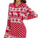 Ugly Christmas Sweaters Dresses with Santa Hat Knit Sexy Christmas Outfits for Women (Large, Reindeer Snowflake Red)