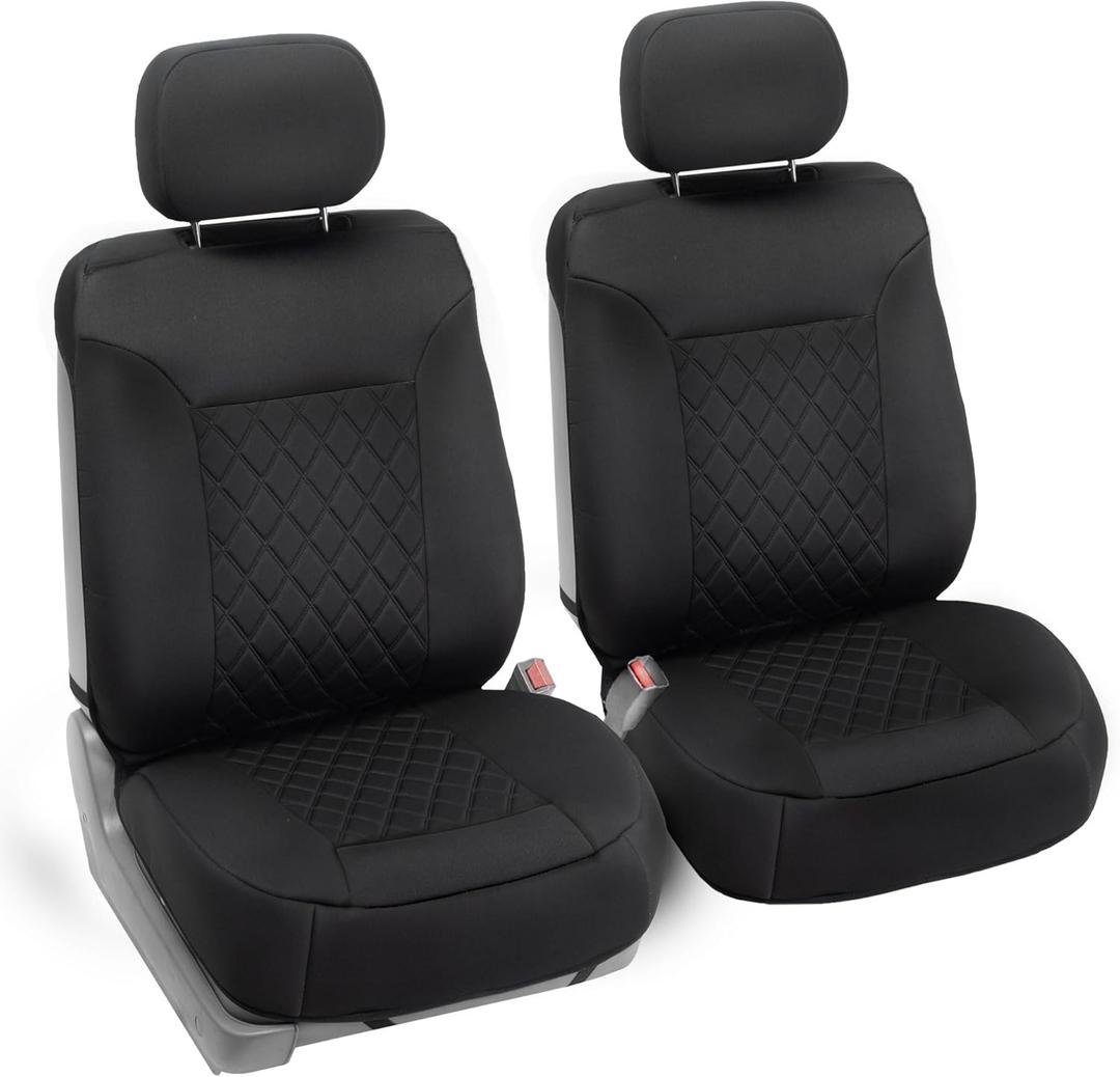 FH Group Car Seat Cover Cushion - 2 Pack Seat Covers for Cars Trucks SUV, Solid Black Neosupreme Car Seat Cushions, Waterproof Car Seat Cover Cushion, Universal Fit Car Seat Protector
