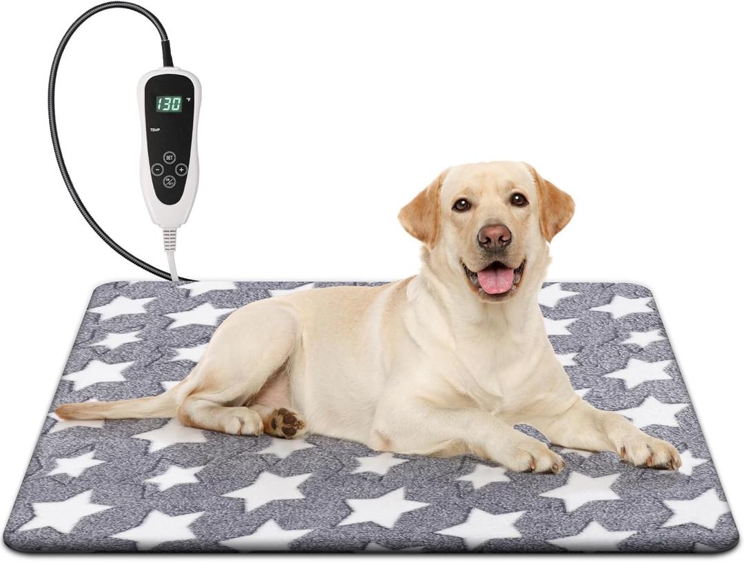 Newget Cat Heating Pad, Waterproof Pet Heating Pad for Cats Dog Indoor, 11 Adjustable Temperature Cat Warming Bed Mat with Timer, Indoor Heated Bed with Chew Resistant Cord (M: 28'' L X 18'' W)