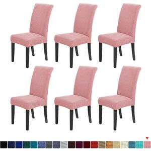 Howhic Stretch Chair Covers for Dining Room Set of 6, Removable Washable Dining Room Chair Covers, Dining Chair Slipcovers Seat Protector, Great for Home Decor and Banquet (Dusty Pink, 6 Pack)