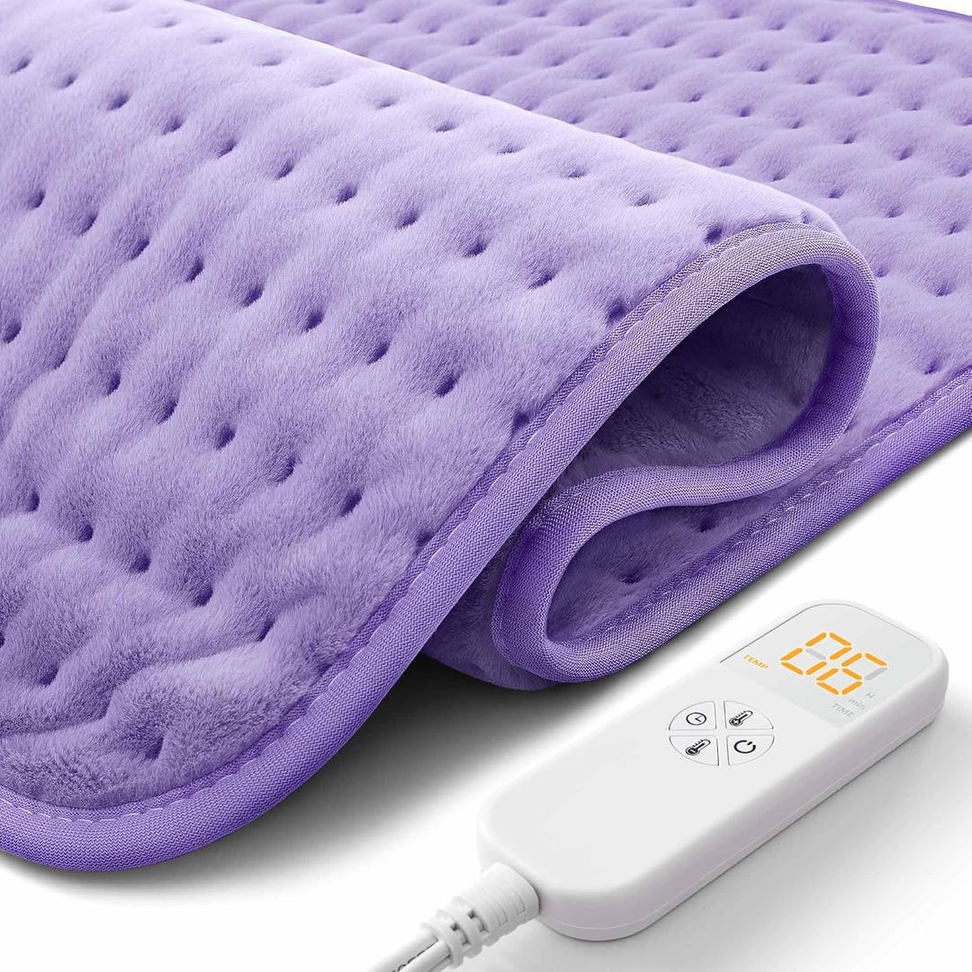 Ultra-Wide Microplush Heating Pad - 20"x24" Electric Heating Pad for Back, Neck, Shoulder Pain and Cramps - Moist Heat Option, Machine Washable, Auto-Off - Mothers Day Gifts for Mom, Grandma, Wife