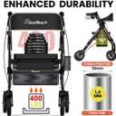 BlessReach Foldable Heavy-Duty Rollator Walkers with Seat for Seniors,Black