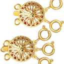 Necklace Layering Clasps Separator for Women 14k Gold & Silver Tangle Free Safety Jewelry Locking Clasp Converter Chain Extender (2 pcs Gold Yellow)