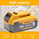 2Packs 6.0Ah Replacement Battery 20V Max Compatible with Dewalt DCB208 DCB207 DCB206 DCB204 DCB203 DCB201 DCB200, Fit for 20V Tools and Chargers (Yellow)