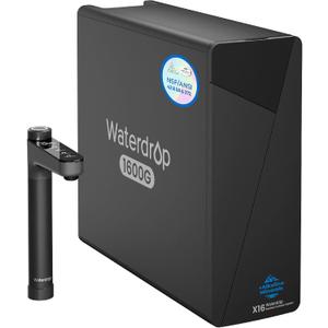 Waterdrop X16 Tankless Reverse Osmosis System, Alkaline Mineral, NSF/ANSI 42&58&372 Certified, 1600 GPD RO System, 11-Stage Filtration, UnderSink, 3:1 Pure to Drain, Smart Black Faucet, BPA Free