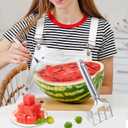 BOXOB Watermelon Cutter Slicer, Stainless Steel Watermelon Cutting Tool Portable Fruit Cutter for Melon Mango Home Kitchen Gadget Camping Party