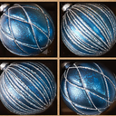 DN DECONATION 4PCS Blue Glass Christmas Ball Ornaments – 4” Shimmering Silver Lines Hanging Ball Ornaments Set for Christmas Tree, Winter Decor Elegant Holiday Decorations Wedding