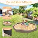 Wooden Octagonal Sandbox with Cover, Outdoor Sandpit with 4 Bench Seats, Sand Box for Children, Beach for Backyard, Patio, Garden (Coffee), 78 inches x 82 inches x 8.5 inches