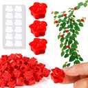 BOXOB 50pcs Plant Climbing Wall Clips, 0.39 Inch Diameter Self-Adhesive Plant Vine Fixture Hooks with 60 Stickers Climbing Vine Traction Support Holder Mount for Wall Outdoor Indoor Garden (Red)