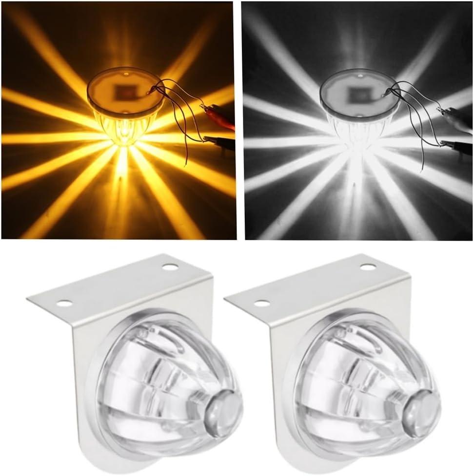 2PCS Dual Revolution LED Watermelon Lights with Bracket, Semi Truck Marker Lights with 3 Color Modes, Super Bright Star Watermelon LED Lights, Universal Underglow Lights for Trucks (White and Amber)
