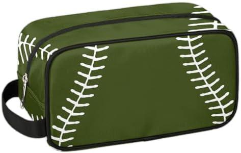 LLCXCSI Kids Travel Toiletry Bag for Boys Olives Green Baseball Waterproof Hanging Dopp Kit for Men, Shaving Bag with Large Capacity for Travel, Sports, Shower
