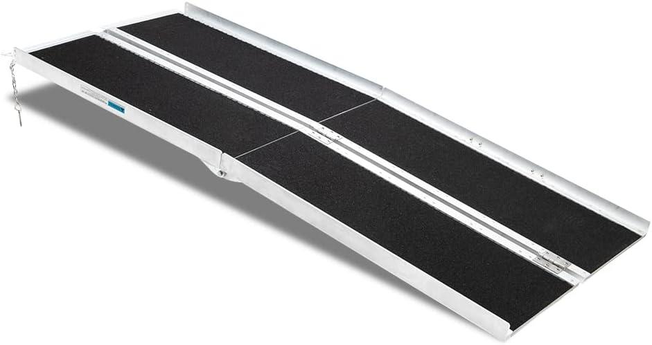 Mefeir 6' Wheelchair Ramp Threshold Portable Ramps 6ft for Home Steps Doorway Stairs Aluminum Handicap Metal House Mobile Porch Temporary Multifold Disable No-Slip Scooter Ramps (6 Foot (Pack of 1))