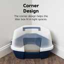 IRIS USA Cat Litter Box - Enclosed Corner Litter Box with Scoop, Hooded Litter Tray for Corners, Space-Saving Covered Litter Box, Odor Defensive, Navy/White